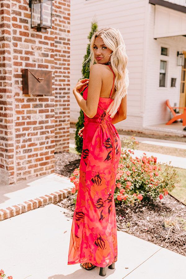 Impressions Luxe Living Mesh Maxi Dress In Dark Rose