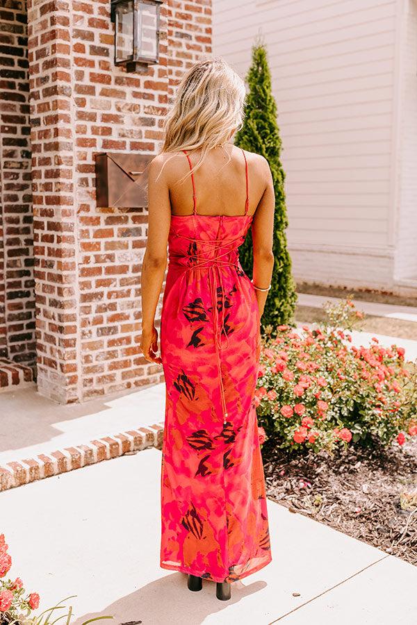 Impressions Luxe Living Mesh Maxi Dress In Dark Rose