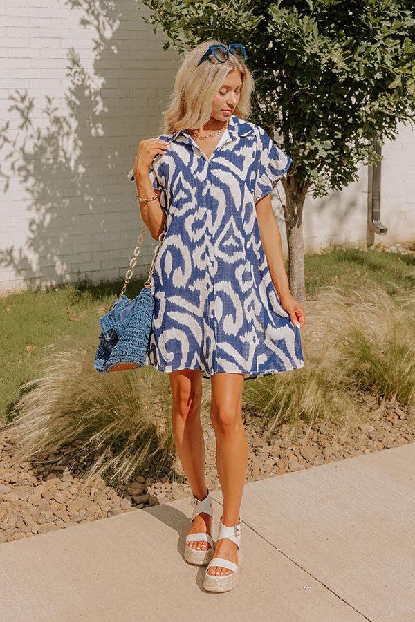 impressions Mediterranean Mosaic Button Down Mini Dress