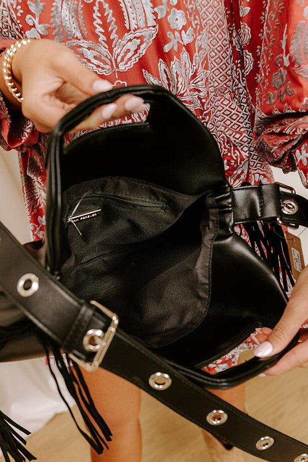 Impressions Metropolitan Muse Faux Leather Fringe Purse In Black