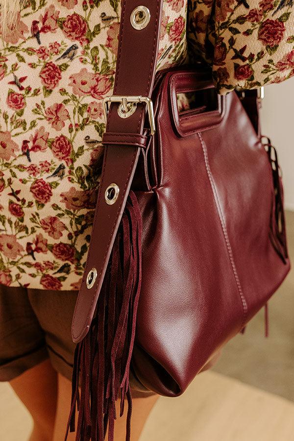 Impressions Metropolitan Muse Faux Leather Fringe Purse In Merlot