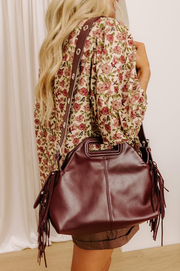 impressions Metropolitan Muse Faux Leather Fringe Purse in Merlot