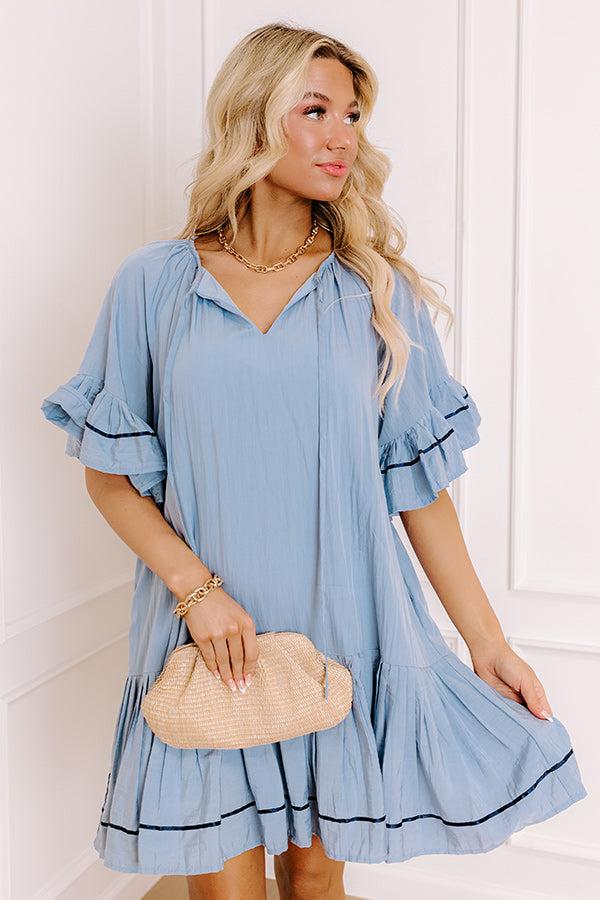 impressions Mimosas On The Patio Mini Dress in Airy Blue
