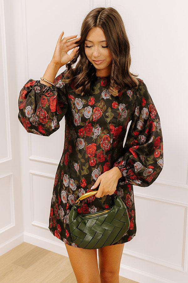 impressions Moonlit Rose Garden Jacquard Mini Dress