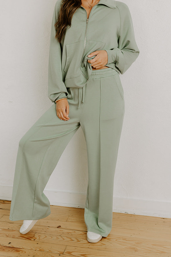 Impressions Morning Dew High Waist Scuba Pants In Sage