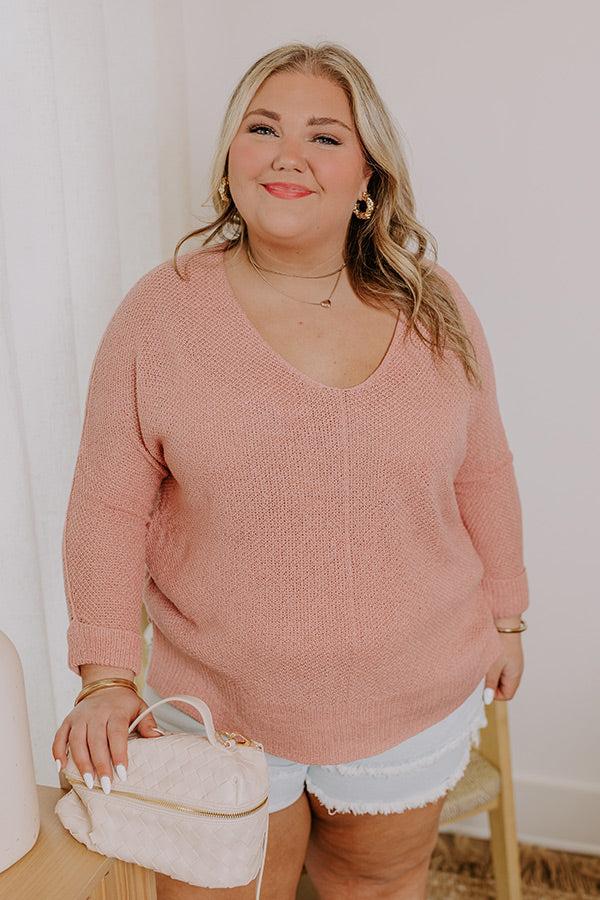 impressions Morning Dew Knit Sweater Top in Blooming Dahlia Curves