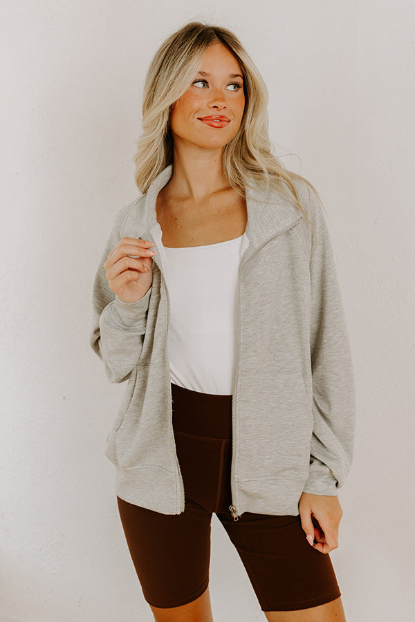 impressions Morning Dew Scuba Zip-Up Sweater in Grey