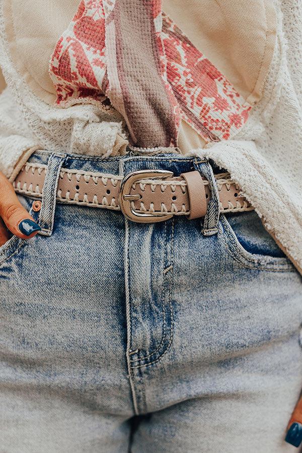 Impressions Mostly Amused Faux Leather Belt In Taupe
