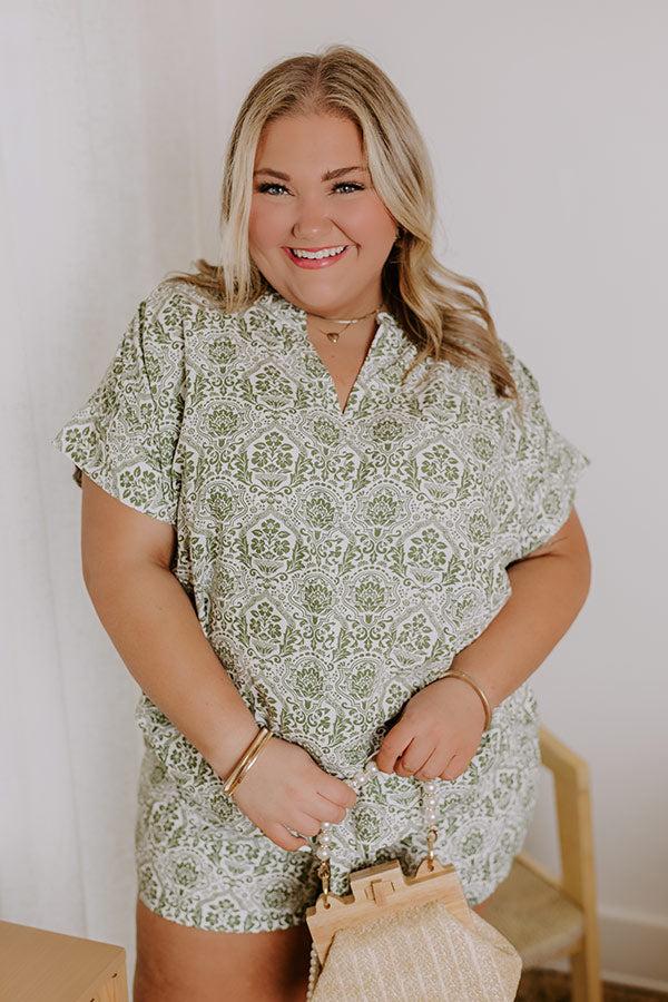 impressions Mykonos Muse Linen-Blend Floral Top Curves