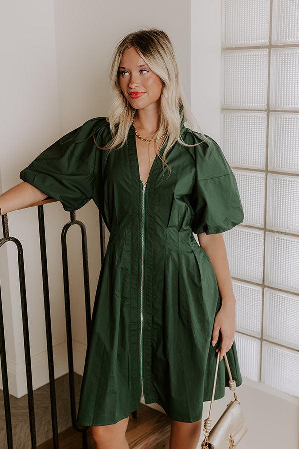 impressions Napa Girls Trip Mini Dress in Hunter Green