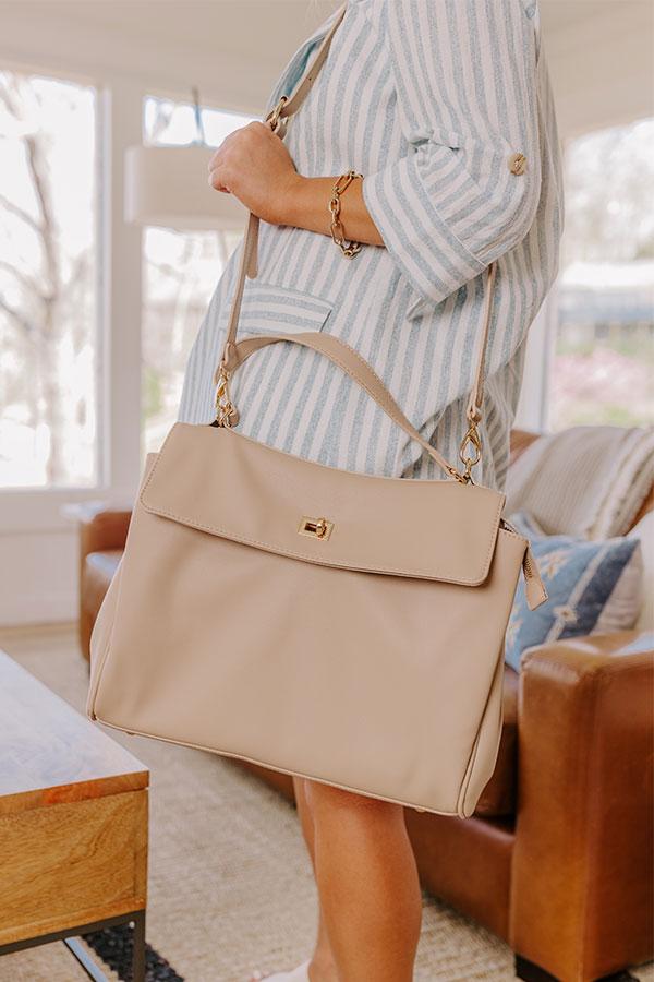 impressions NYC Chic Faux Leather Tote in Iced Latte
