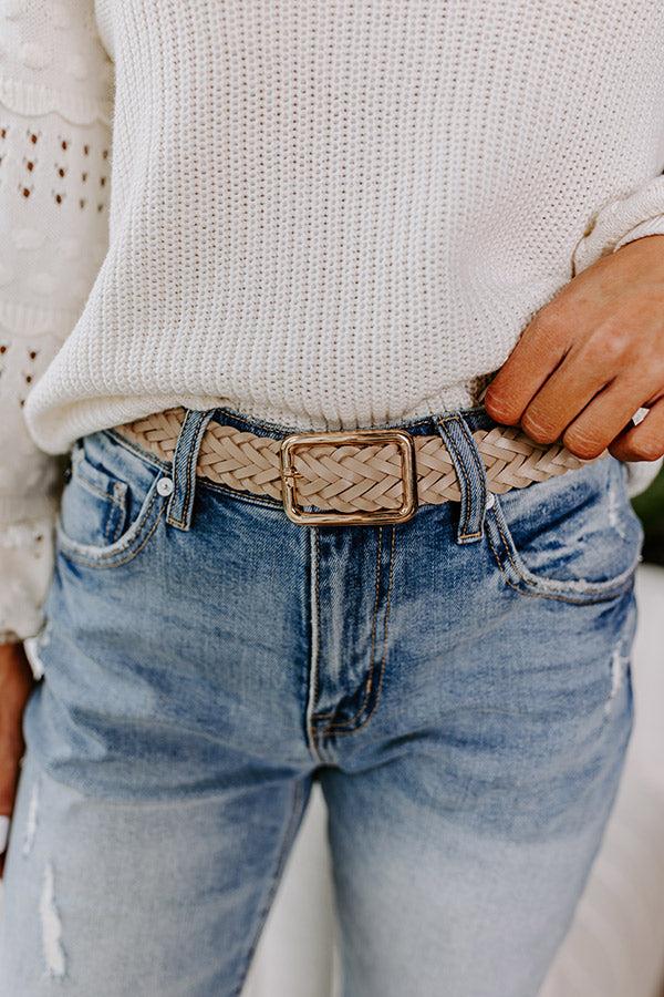Impressions Oh So Chic Faux Leather Belt In Warm Taupe