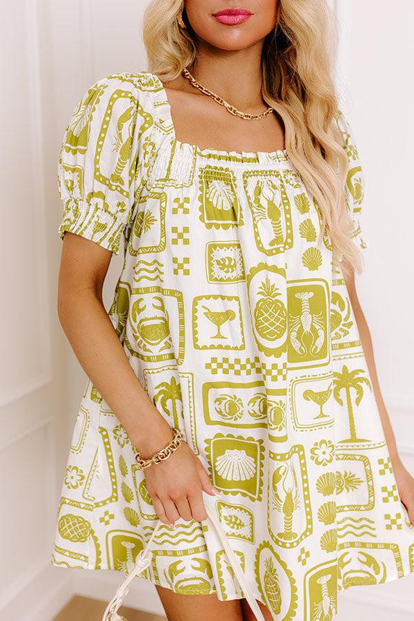 Impressions On Tropic Time Mini Dress In Lime Punch