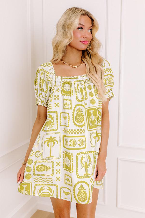 impressions On Tropic Time Mini Dress in Lime Punch