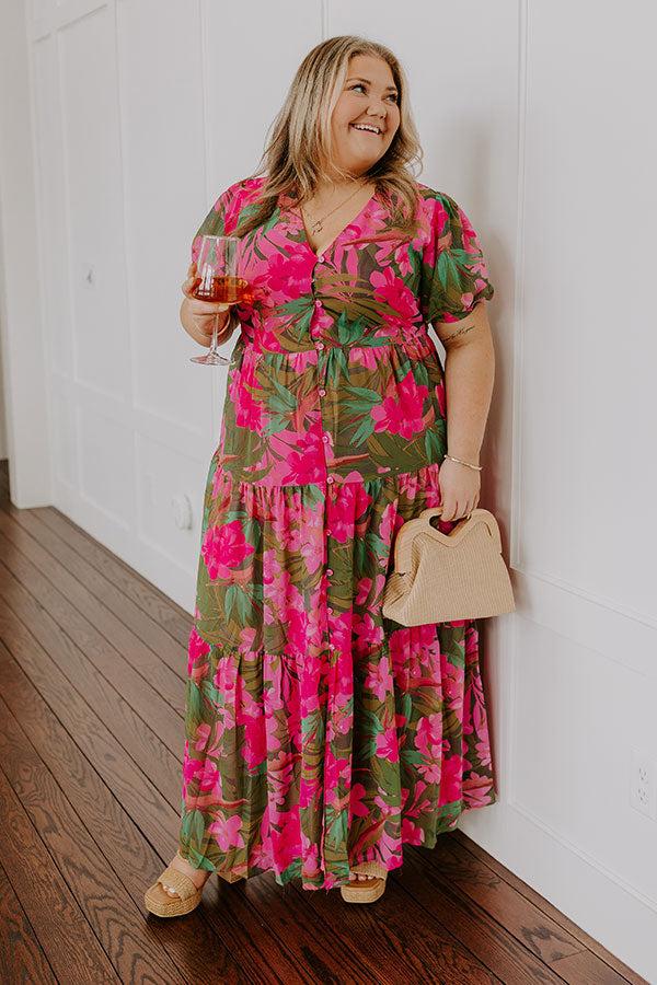 impressions Only Sunshine Floral Maxi in Green Curves