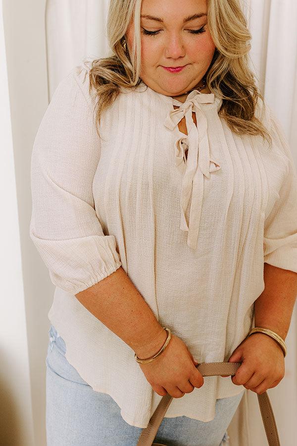 Impressions Paris Mornings Pleated Top In French Vanilla Curves