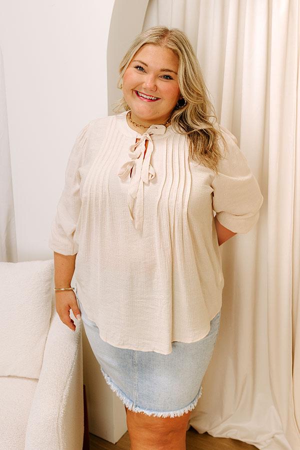 impressions Paris Mornings Pleated Top in French Vanilla Curves
