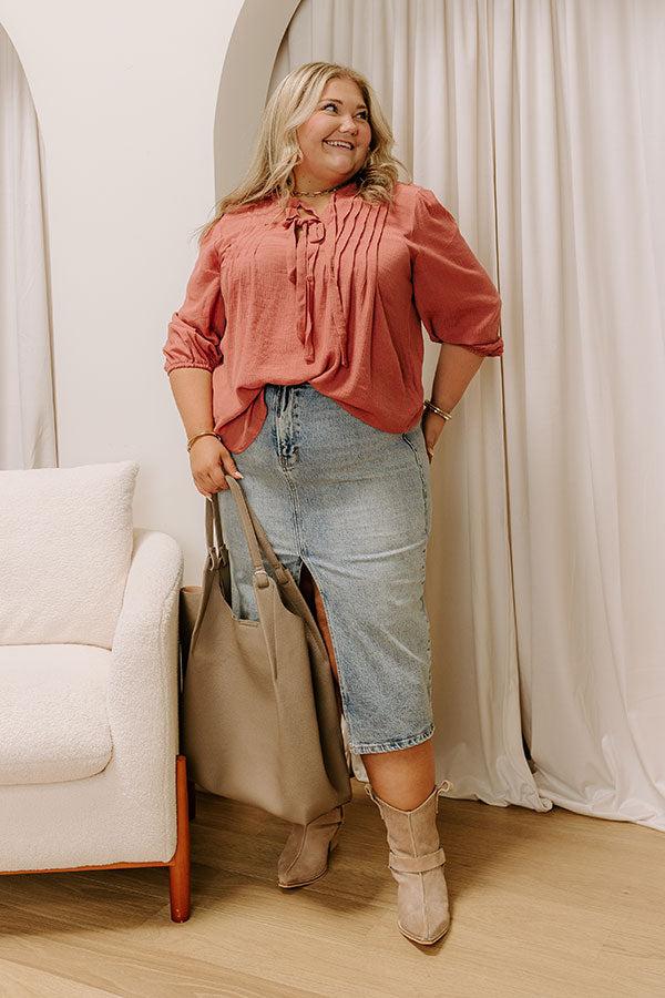 impressions Paris Mornings Pleated Top in Rustic Rose Curves