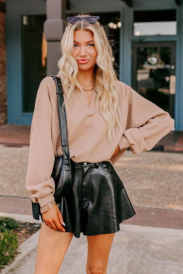 impressions Park Avenue Ribbed Sweatshirt in Iced Latte