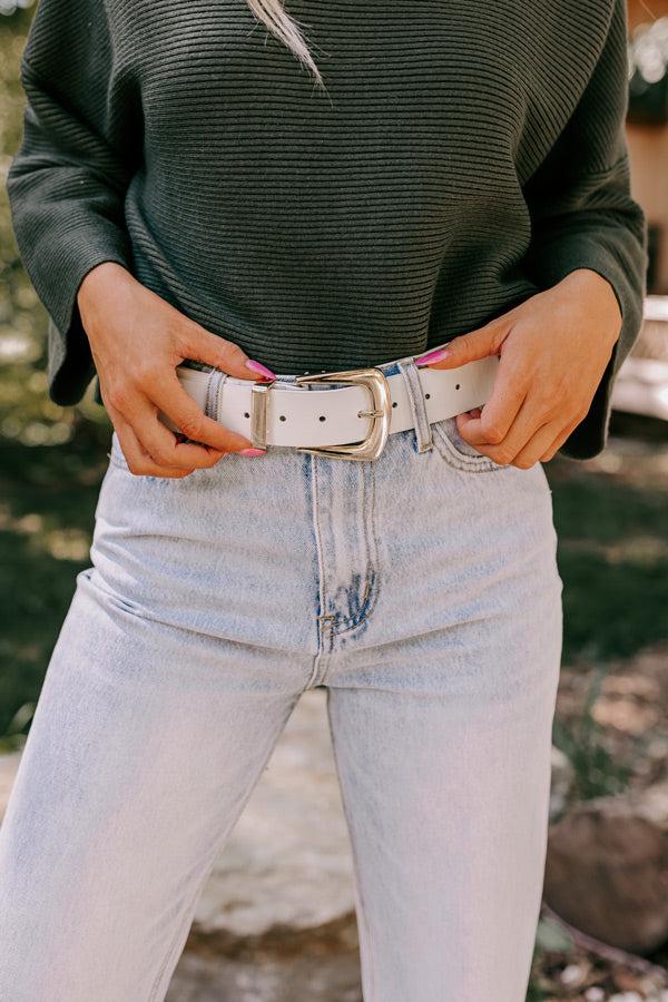 impressions People Like Us Faux Leather Belt In Ivory