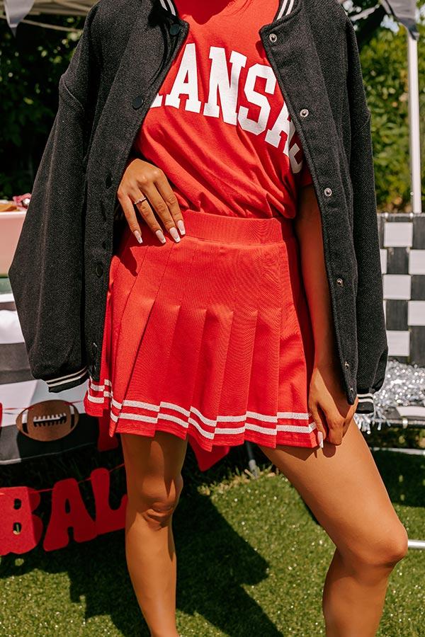 Impressions Pep Squad High Waist Pleated Skort In Red
