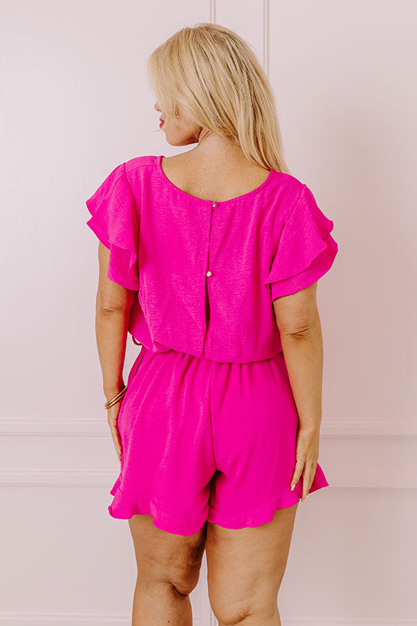 Impressions Perks Of Paradise Romper In Hot Pink Curves