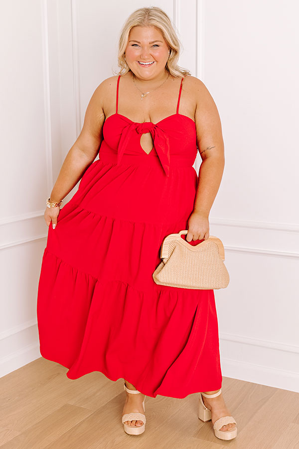 impressions Picnic Cutie Front Tie Midi Dress Curves