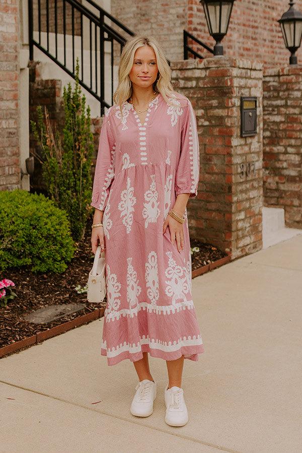 impressions Playa Del Perfection Midi Dress in Dusty Purple