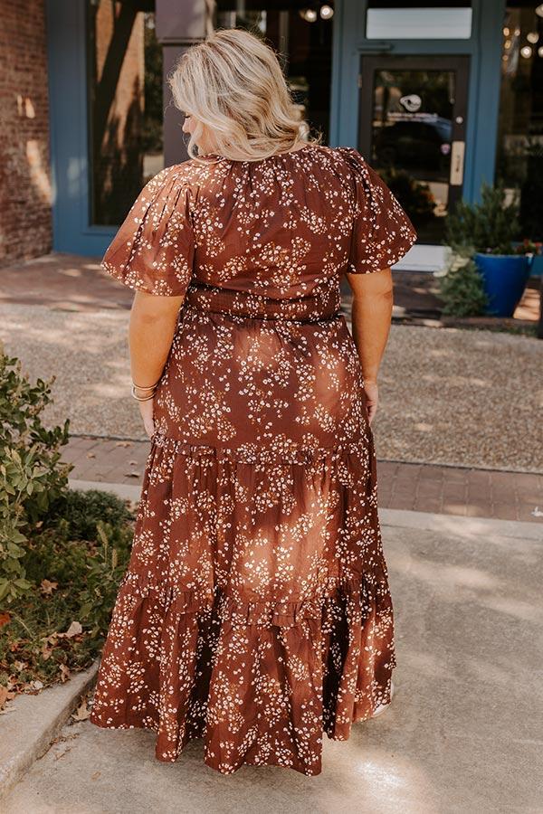 Impressions Polished Perfection Floral Maxi Dress In Dark Chocolate Curves