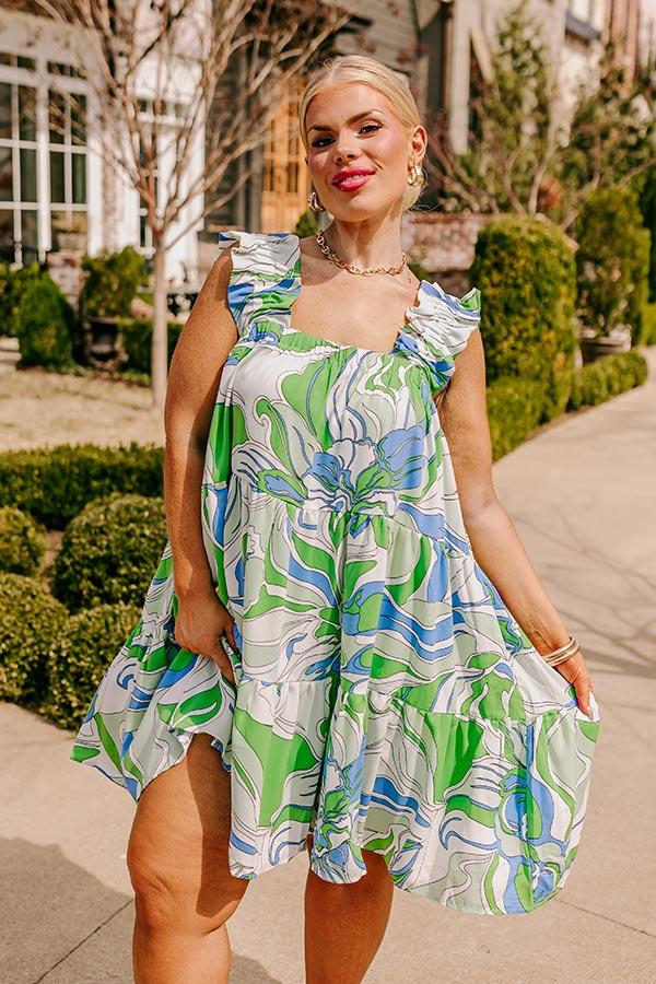 impressions Popular Retreat Mini Dress in Kelly Green Curves