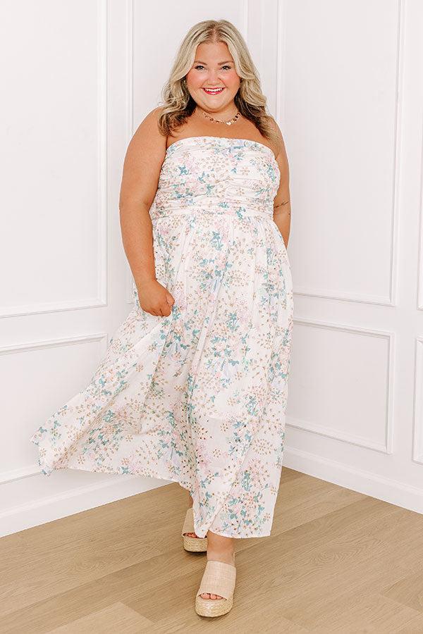 impressions Portofino Days Floral Eyelet Midi Dress Curves