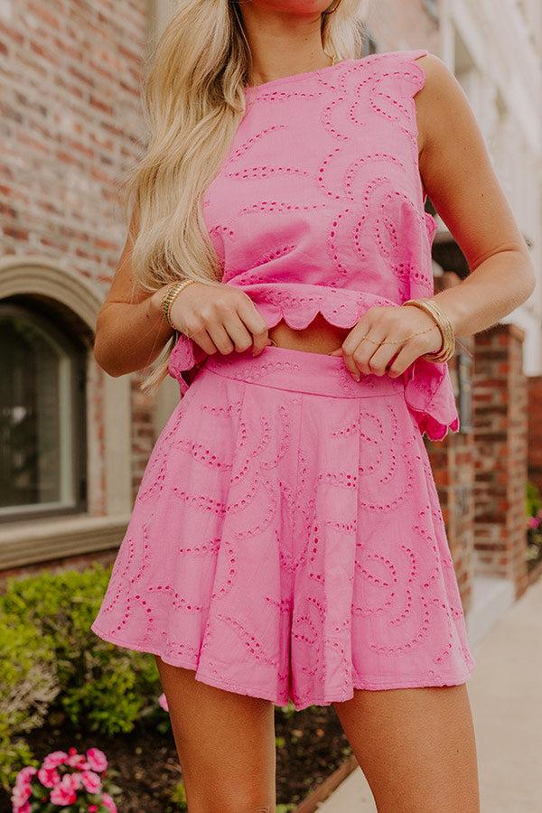 Impressions Prosecco Sippin' High Waist Eyelet Shorts