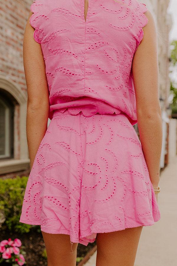 Impressions Prosecco Sippin' High Waist Eyelet Shorts