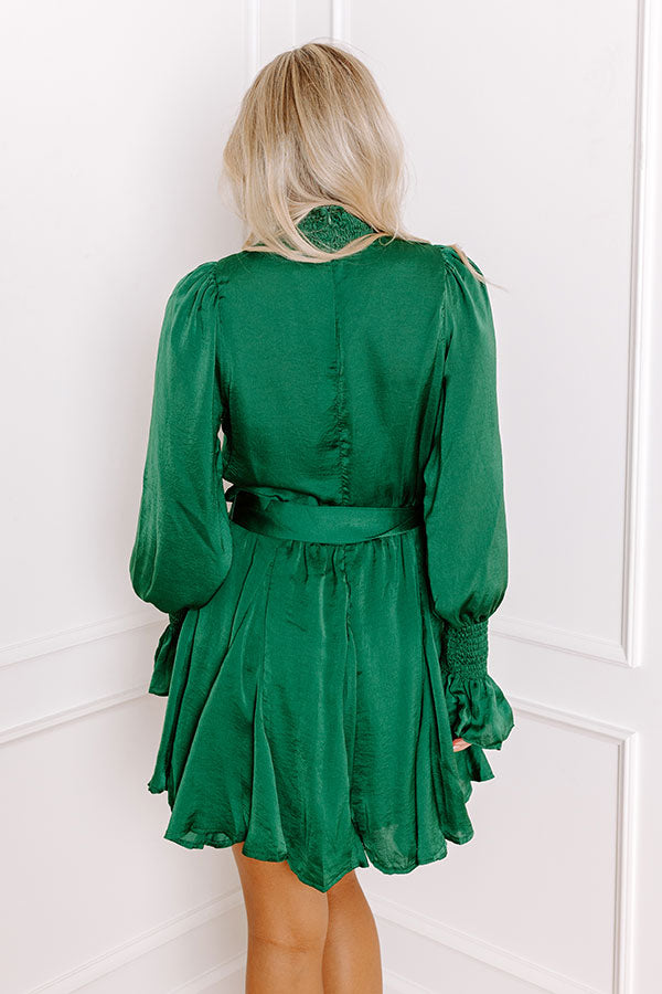 Impressions Prosecco Splash Mini Dress In Hunter Green