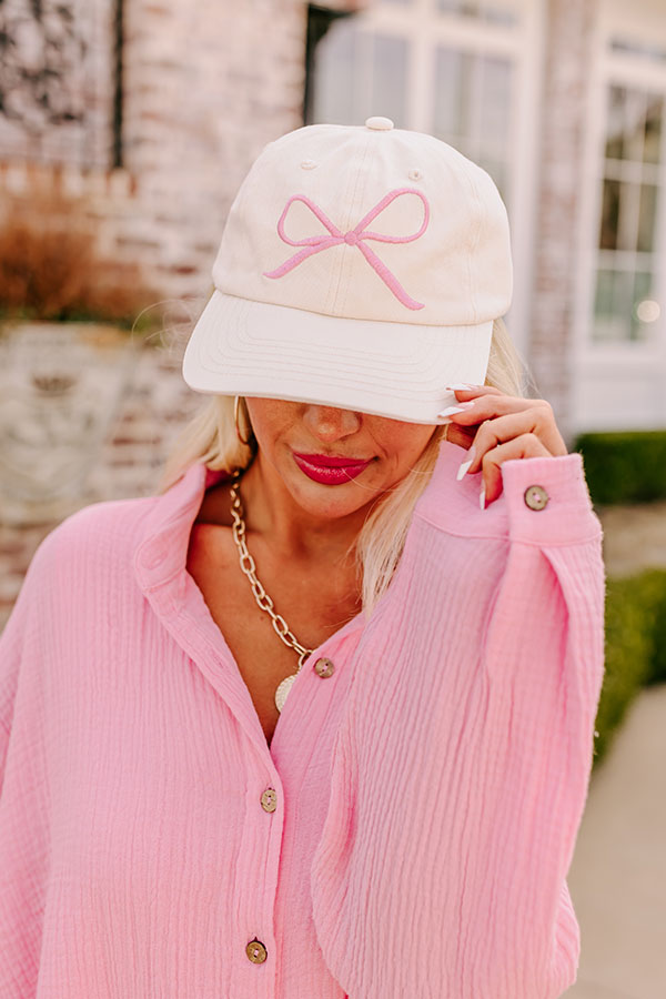 Impressions Put A Bow On It Embroidered Baseball Cap In Cream
