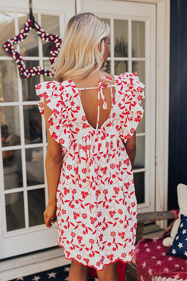 Impressions Ready For Vacay Embroidered Babydoll Dress In Red