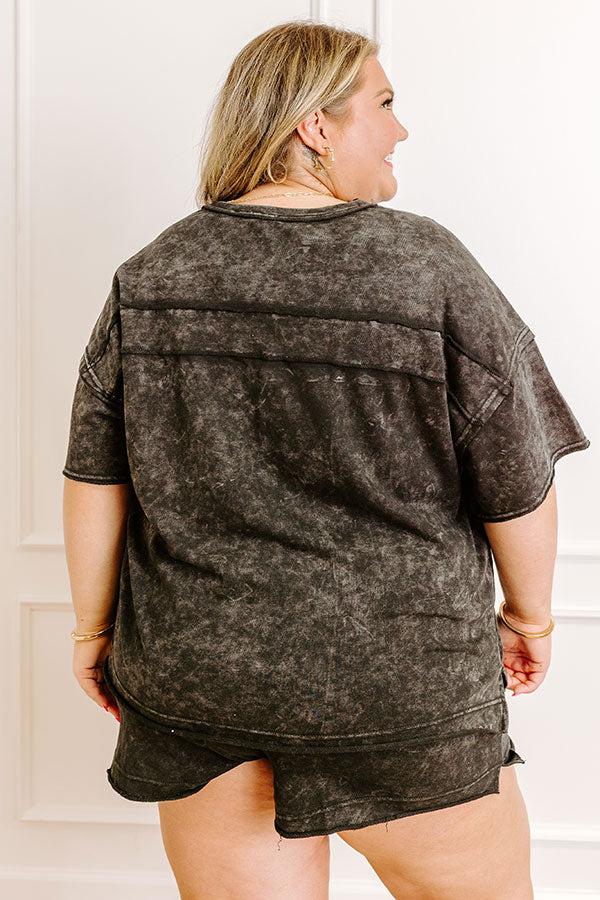 Impressions Road Trip Ready Oversized Vintage Wash Tee In Black Curves
