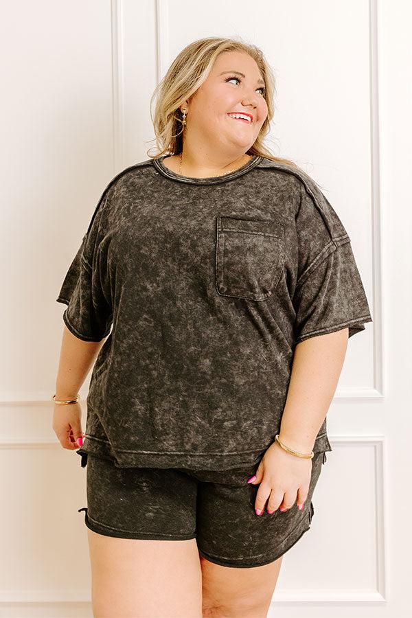 impressions Road Trip Ready Oversized Vintage Wash Tee in Black Curves