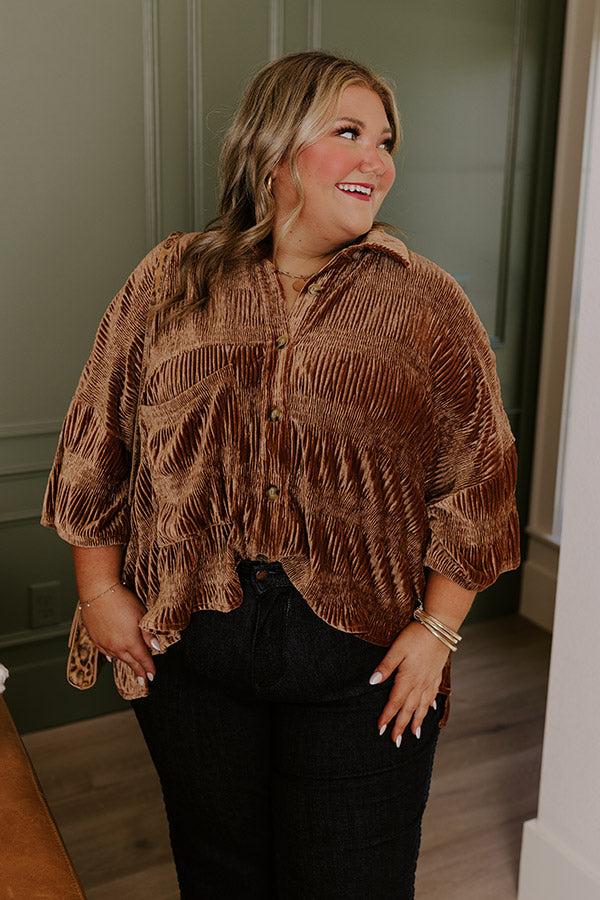 Impressions Roman Holiday Velvet Top In Brown Curves