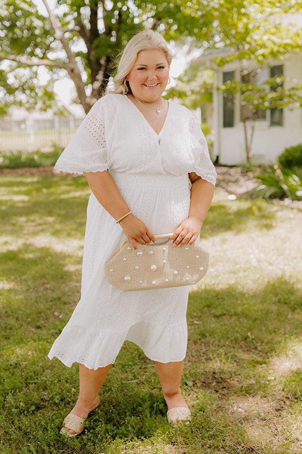 impressions Romantic Bliss Eyelet Midi Dress Curves