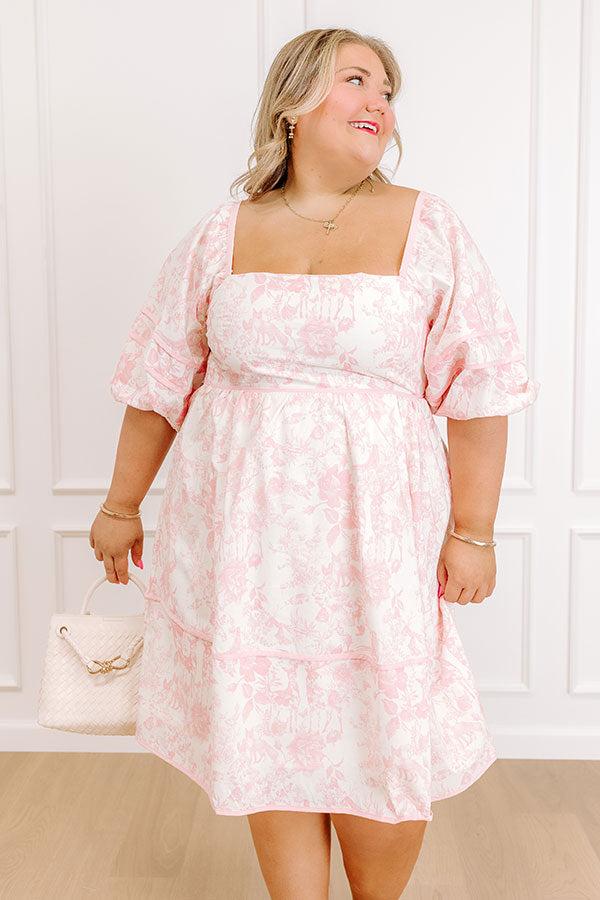 impressions Romantic Cottage Floral Mini Dress Curves