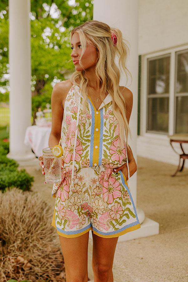 impressions Santorini Daydream Linen-Blend Tank in Pink