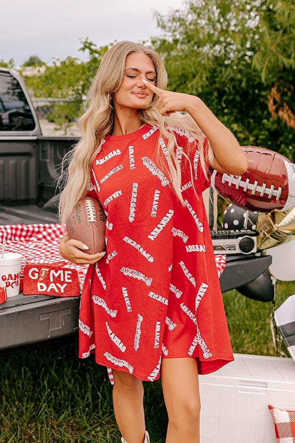 Impressions School Spirit Sequin Embroidered Mini Dress In Arkansas