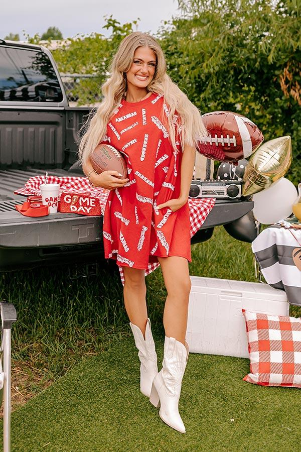 Impressions School Spirit Sequin Embroidered Mini Dress In Arkansas