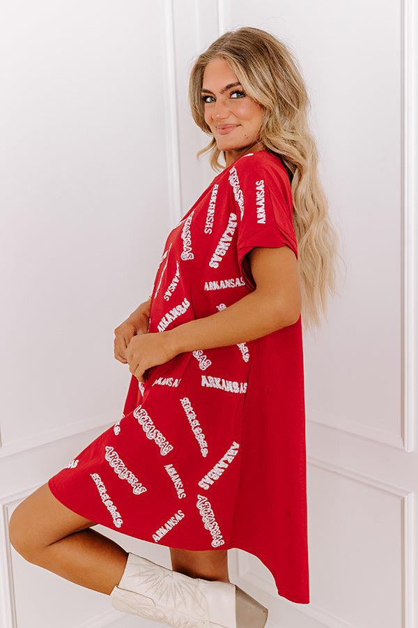 Impressions School Spirit Sequin Embroidered Mini Dress In Arkansas