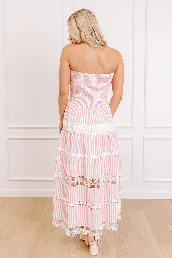 Impressions Seaside Sonata Stripe Midi Dress In Pink