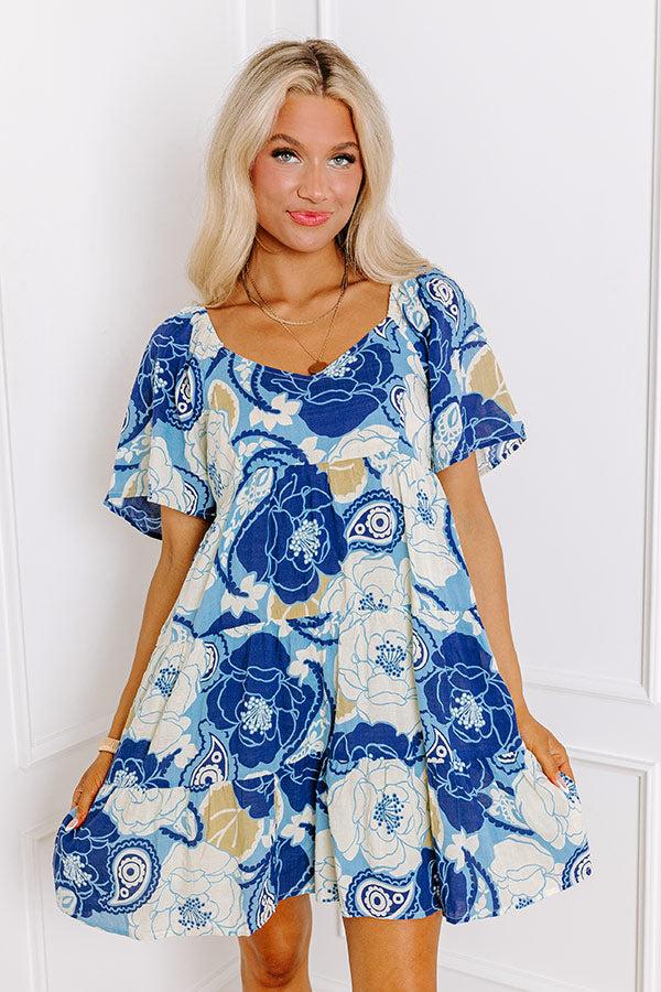 Impressions Sedona Serenity Babydoll Mini Dress In Navy