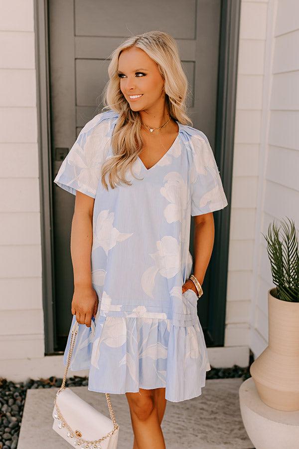 Impressions Serene Moment Floral Mini Dress In Sky Blue