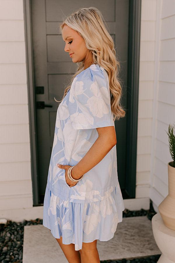 Impressions Serene Moment Floral Mini Dress In Sky Blue