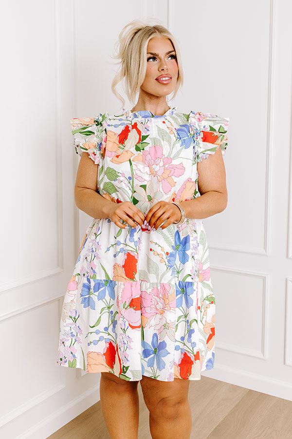 impressions Serene Seasons Floral Mini Dress Curves